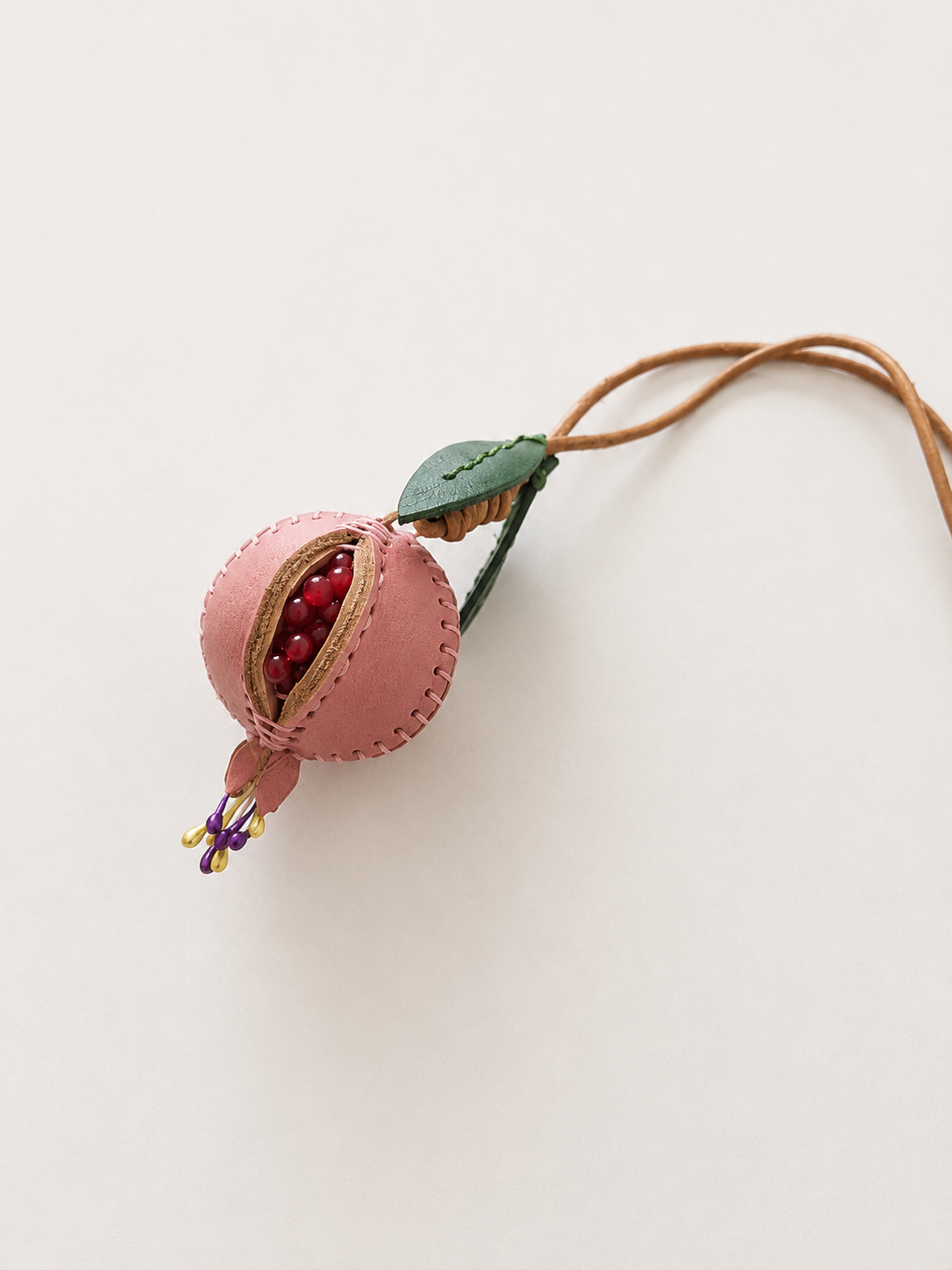 Suede Pomegranate Bag Charm