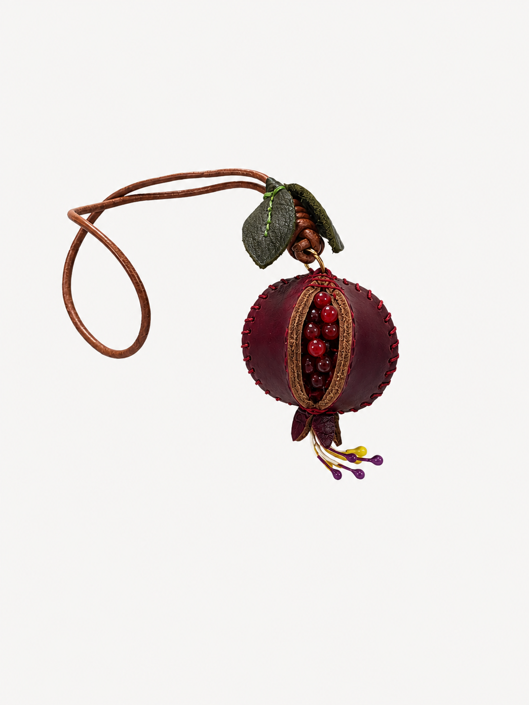 Suede Pomegranate Bag Charm