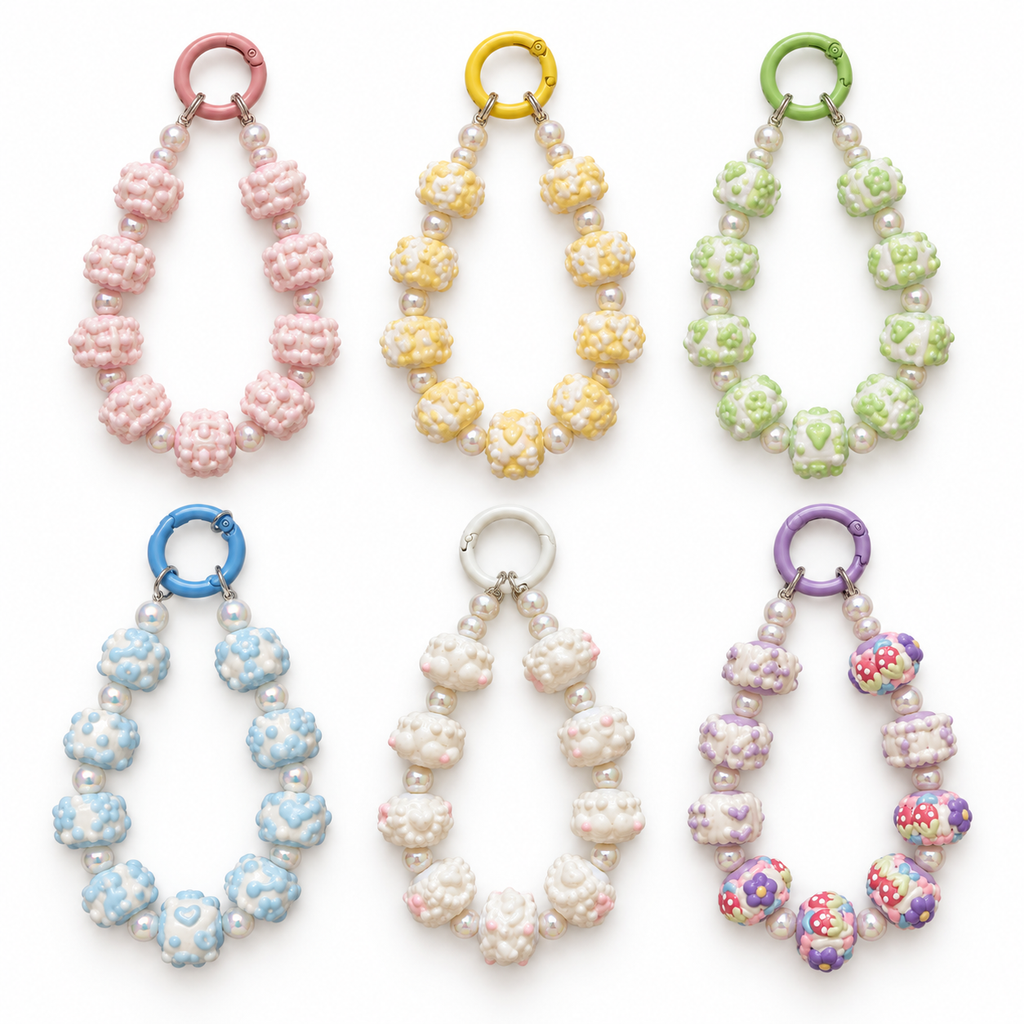 Marshmallow Beaded Phone Wrist Strap