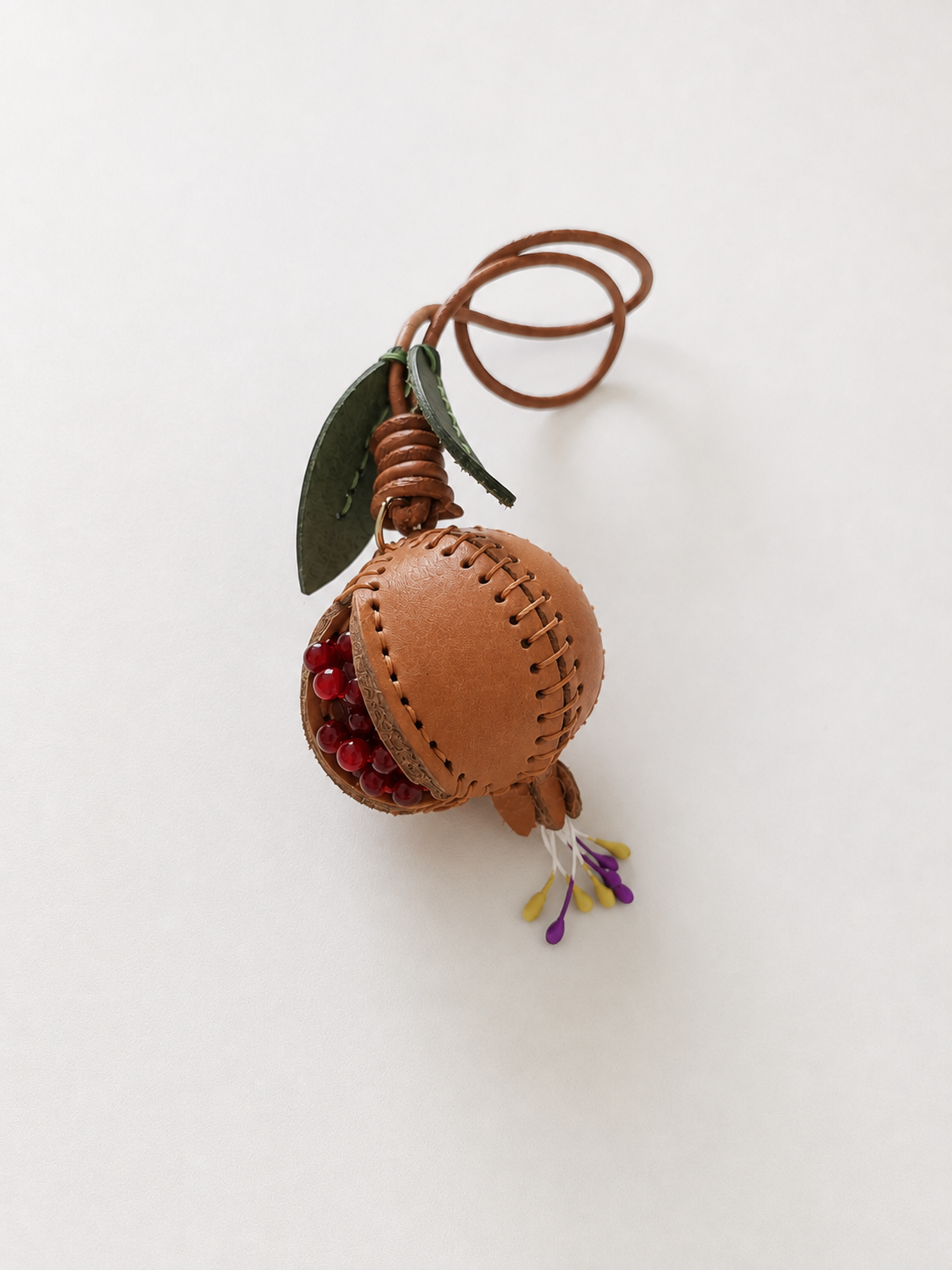 Suede Pomegranate Bag Charm