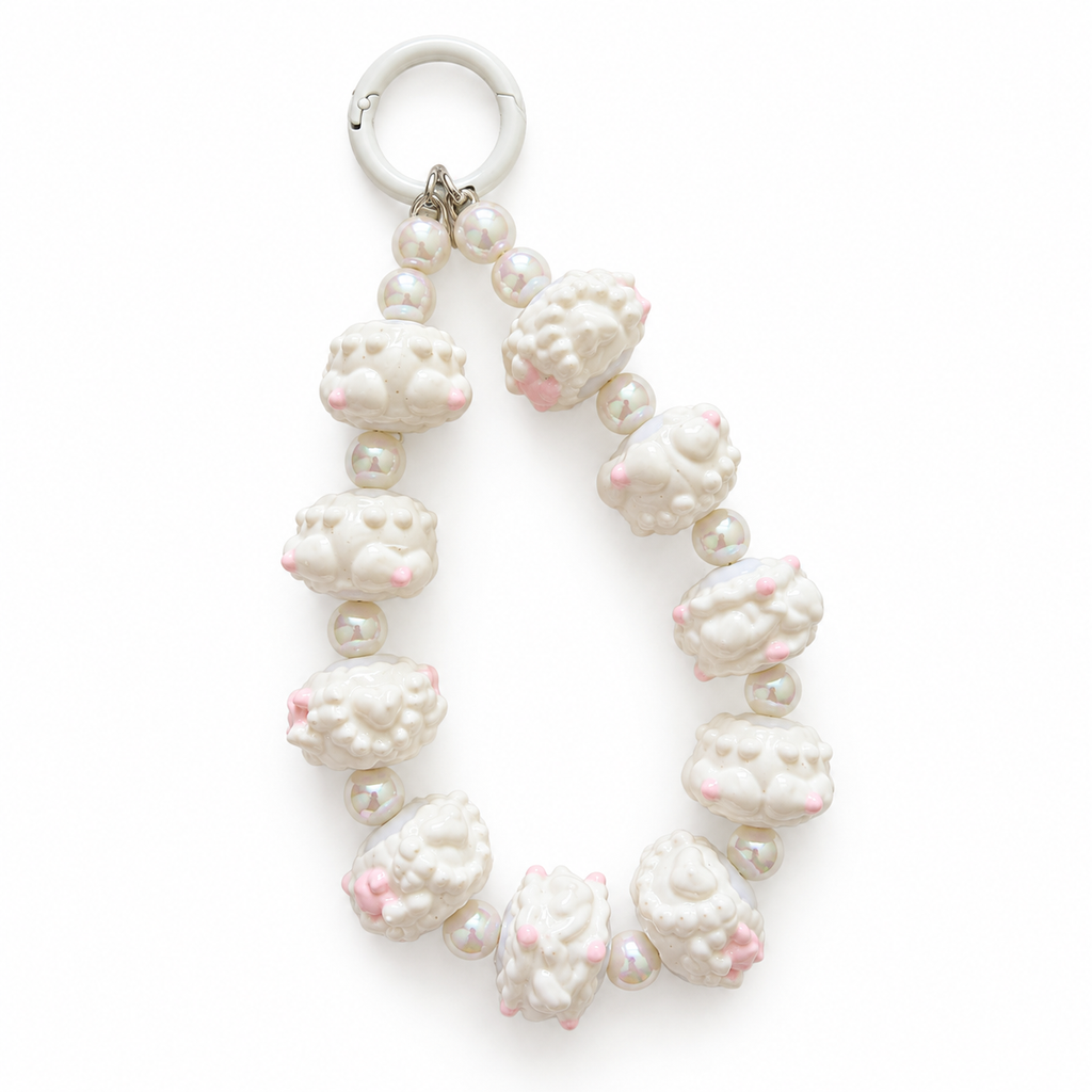 Marshmallow Beaded Phone Wrist Strap